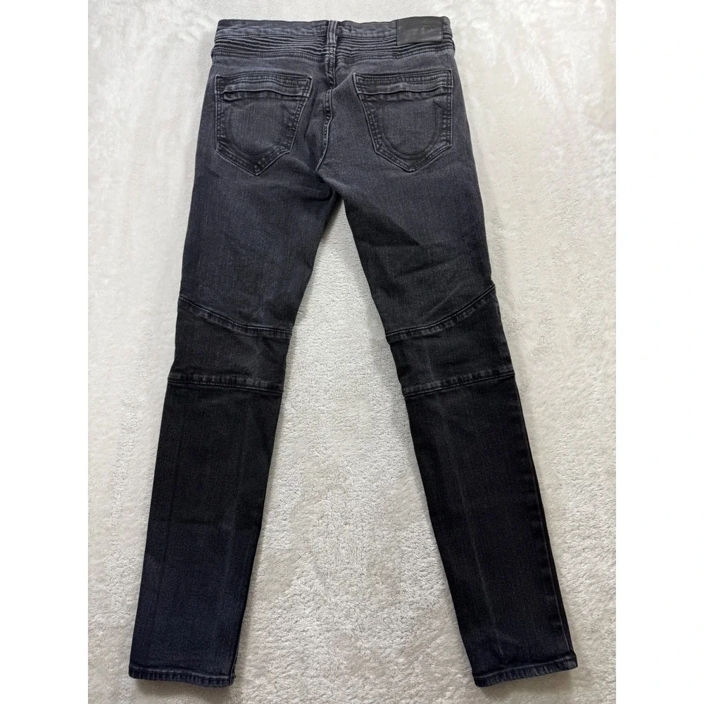 True Religion Mens Rocco Moto Relaxed Skinny Black Jeans 29 Meas: 30x31.5
